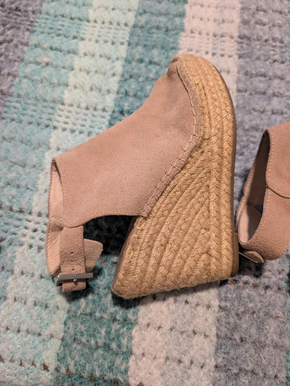 Kenneth Cole Olivia Taupe Espadrille Wedge Sandals with Ankle Strap Size 8